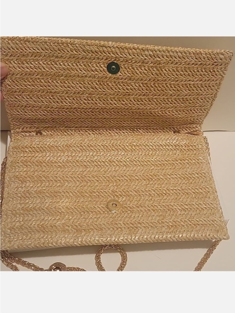 Dior Gold Straw Raffia Woven Cosmetic Zipper Bag Pouch - Picture 5 of 9